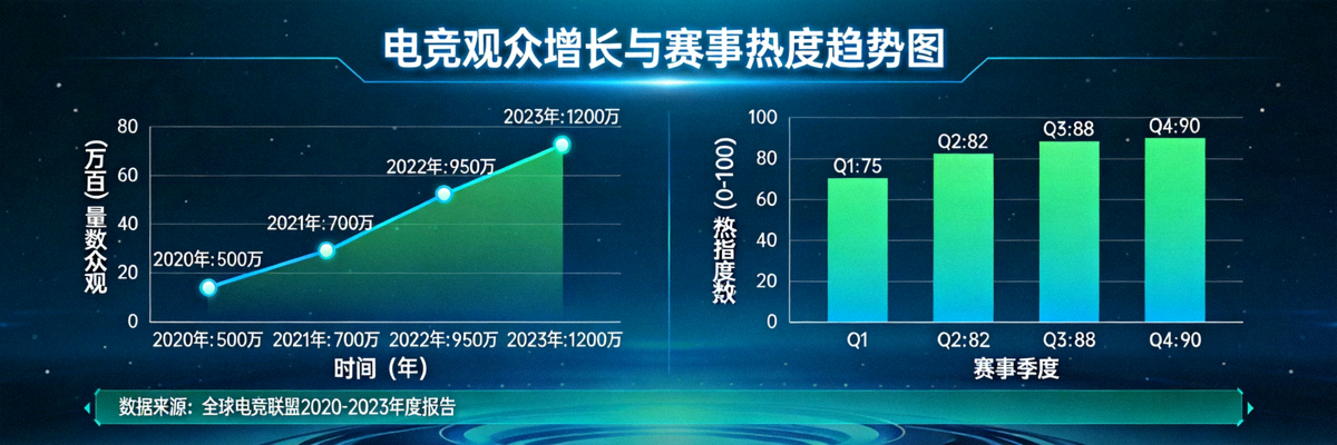 电竞数据可视化图表展示观众增长与赛事热度趋势